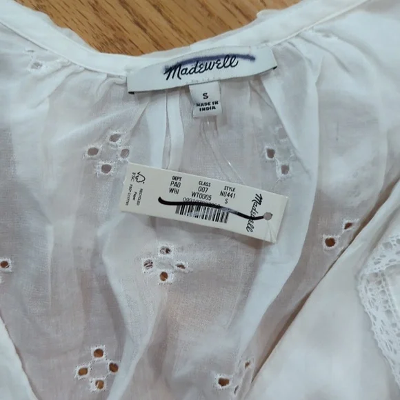 Madewell Ruffled Puff-Sleeve Top White - Picture 2 of 4